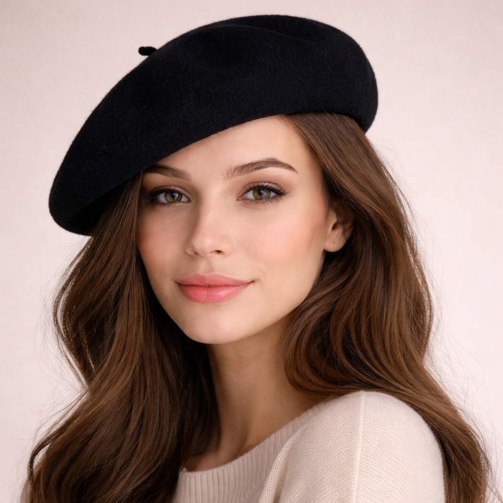 Nordstrom Rack Black Wool Blend Beret One Size New With Tags Parisian Style Hat